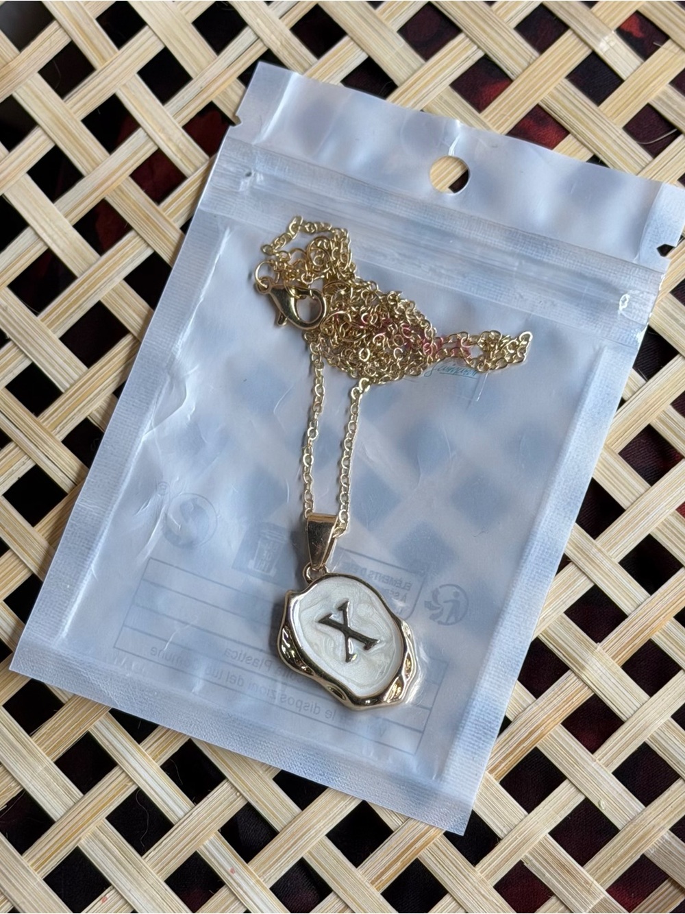 ‘X’ Gold Plated Oceanus Oyster Shell Initial Pendant Necklace